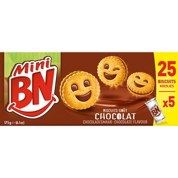 Mini biscuits fourrés chocolat BN, x5 soit 175g