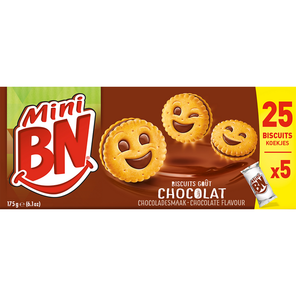Mini biscuits fourrés chocolat BN, x5 soit 175g