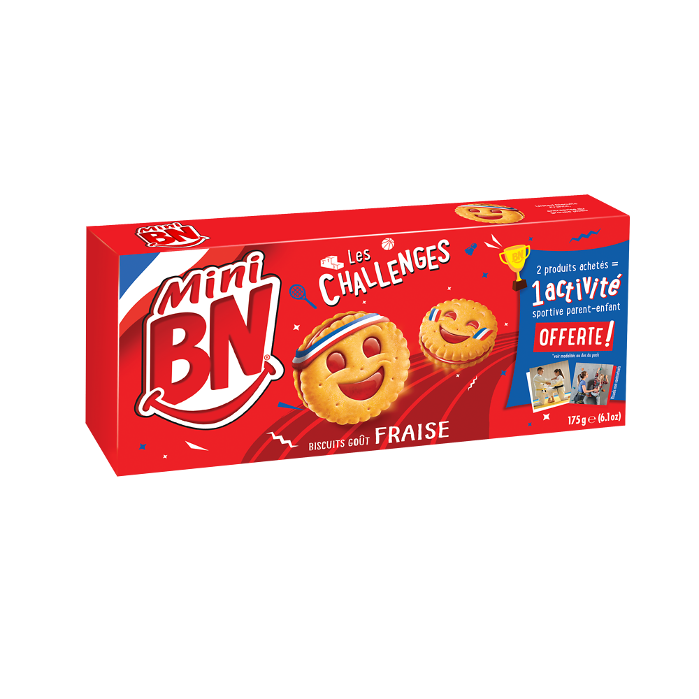 Mini biscuits fourrés goût fraise BN, x5 soit 175g
