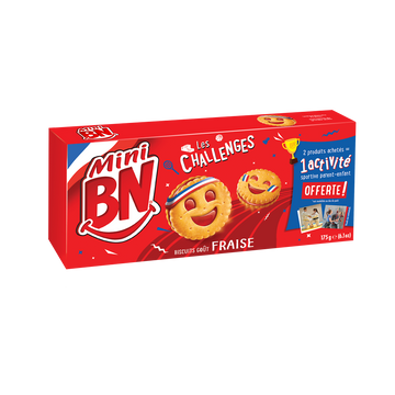 Mini biscuits fourrés goût fraise BN, x5 soit 175g