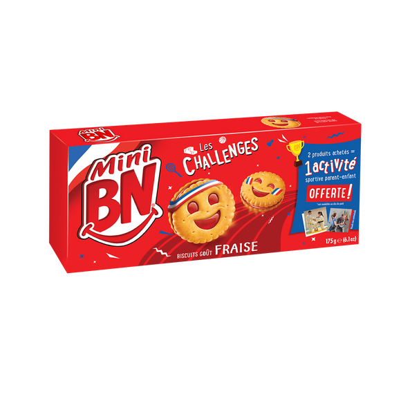 Mini biscuits fourrés goût fraise BN, x5 soit 175g