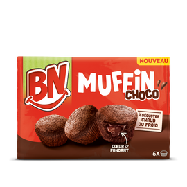 BN muffin chocolat coeur fondant au chocolat noir x6, 162g