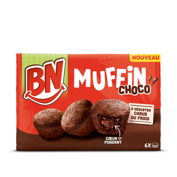 BN muffin chocolat coeur fondant au chocolat noir x6, 162g