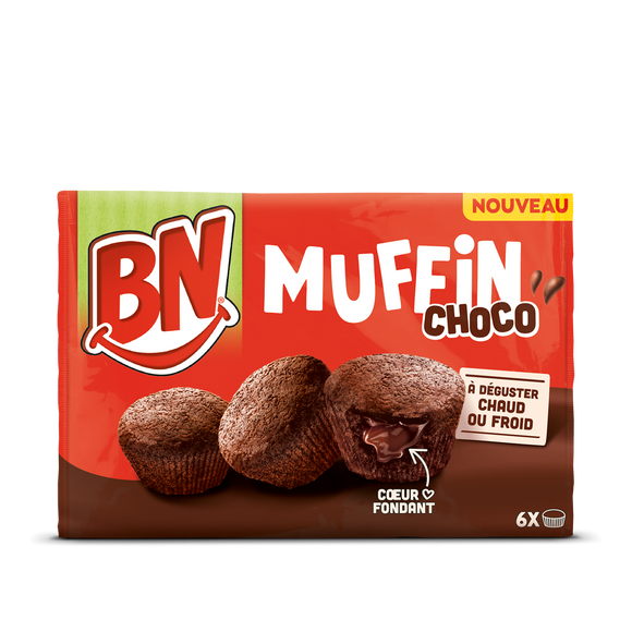 BN muffin chocolat coeur fondant au chocolat noir x6, 162g