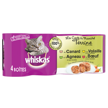 Boîtes chat La Carte du Marché en terrine WHISKAS - 4x400g