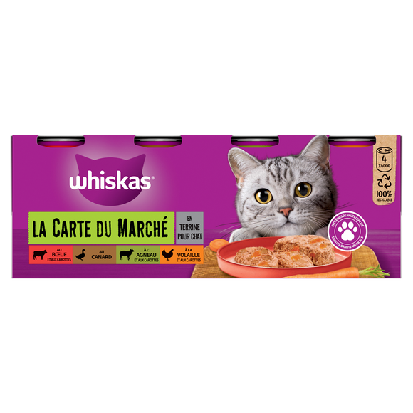 Boîtes chat La Carte du Marché en terrine WHISKAS - 4x400g