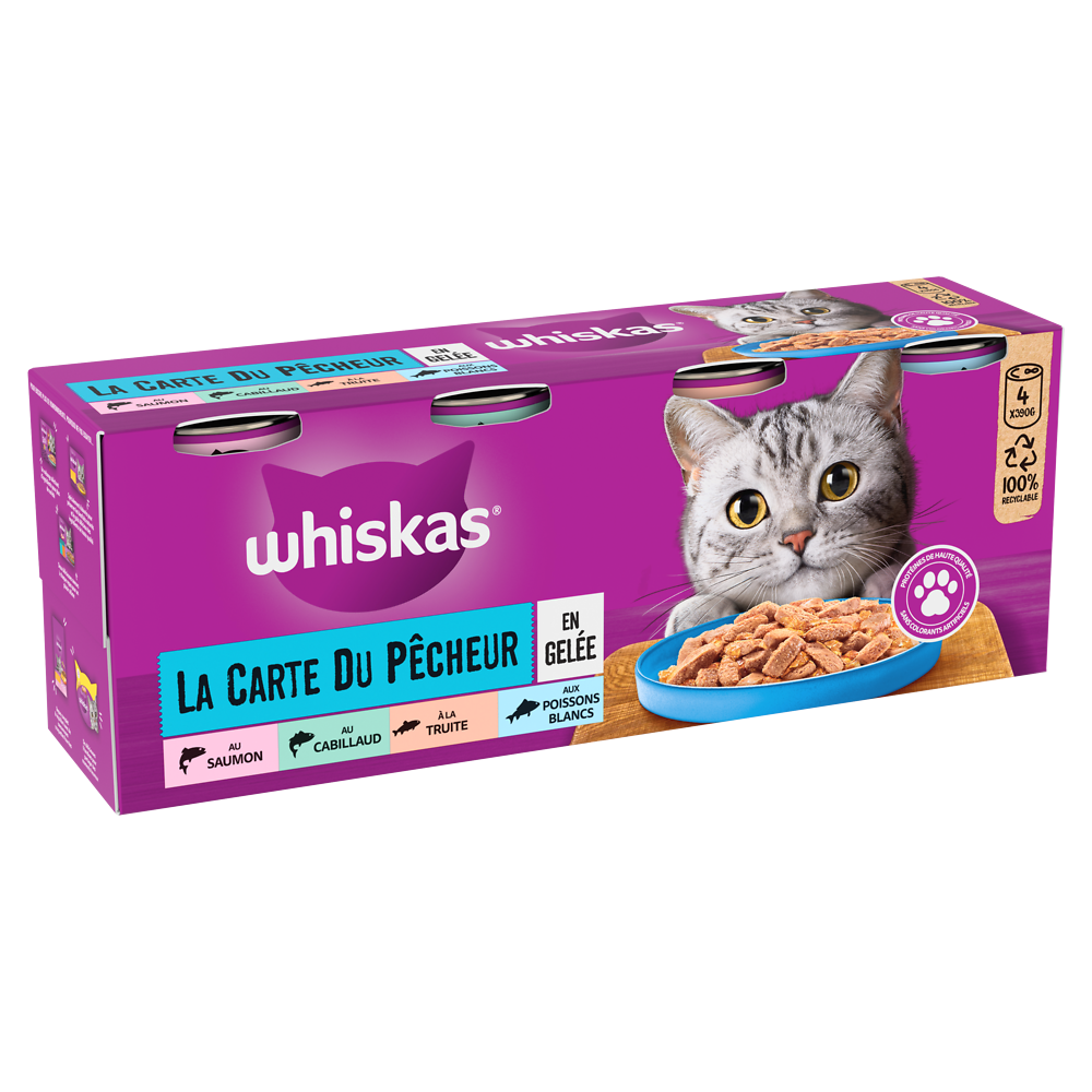 Boîtes chat La Carte du Pêcheur en gelée WHISKAS - 4x390g
