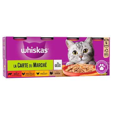 Boîtes chat La Carte du Marché en gelée WHISKAS - 4x390g
