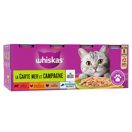 Boîtes chat La Carte Mer et Campagne en gelée WHISKAS - 8x390g