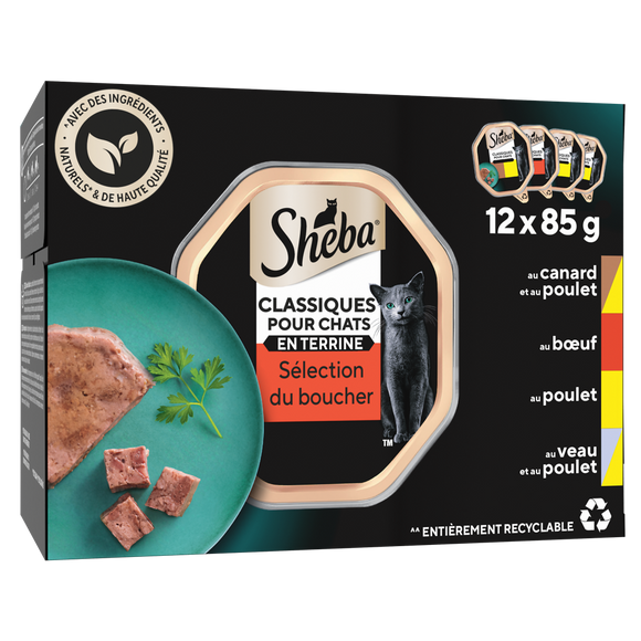 Barquettes pour chat Sélection du boucher en terrine SHEBA - 12x85g