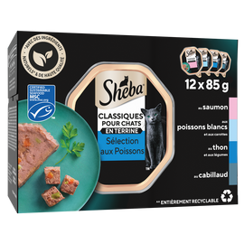 Barquettes chat Sélection aux poissons en terrine SHEBA - 12x85g