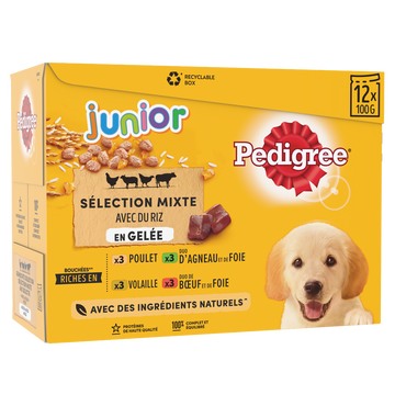Sachets fraîcheur chiot sélection mixte en gelée PEDIGREE - 12x100g