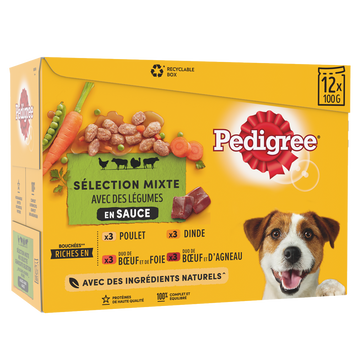 Sachets fraîcheur chien sélection mixte en sauce PEDIGREE - 12x100g