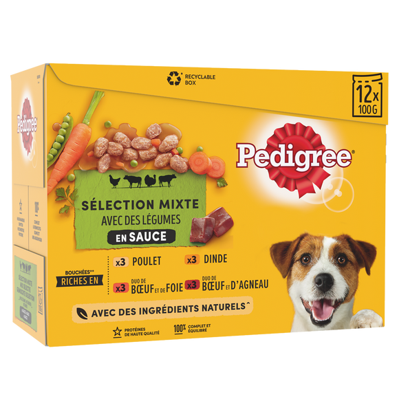 Sachets fraîcheur chien sélection mixte en sauce PEDIGREE - 12x100g