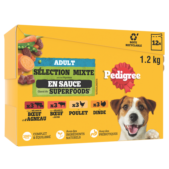 Sachets fraîcheur chien sélection mixte en sauce PEDIGREE - 12x100g