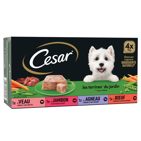 Barquettes chien Les terrines du jardin CESAR - 4x300g