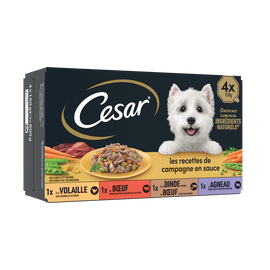 Barquettes chien Les recettes de campagne en sauce CESAR - 4x150g