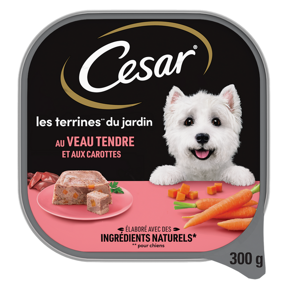 Barquette chien Les terrines classiques veau et carottes CESAR - 300g