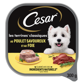Barquette chien Les terrines classiques au poulet et au foie CESAR - 300g