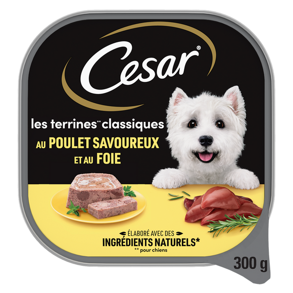 Barquette chien Les terrines classiques au poulet et au foie CESAR - 300g
