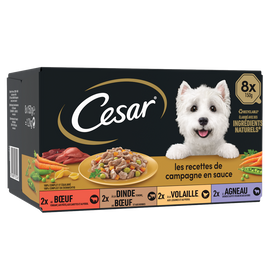 Barquettes chien Les recettes de campagne en sauce CESAR - 8x150g