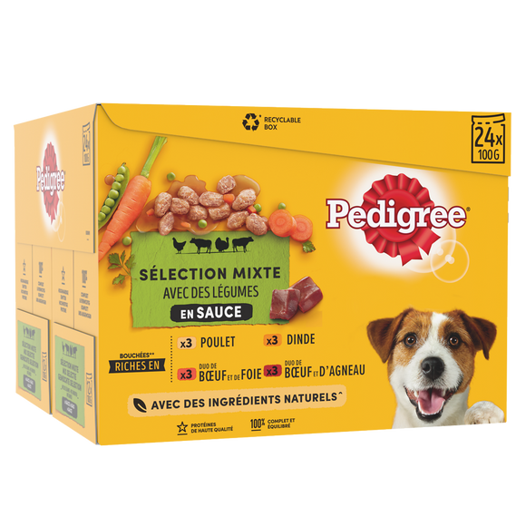 Sachets fraîcheur chien sélection mixte en sauce PEDIGREE - 24x100g