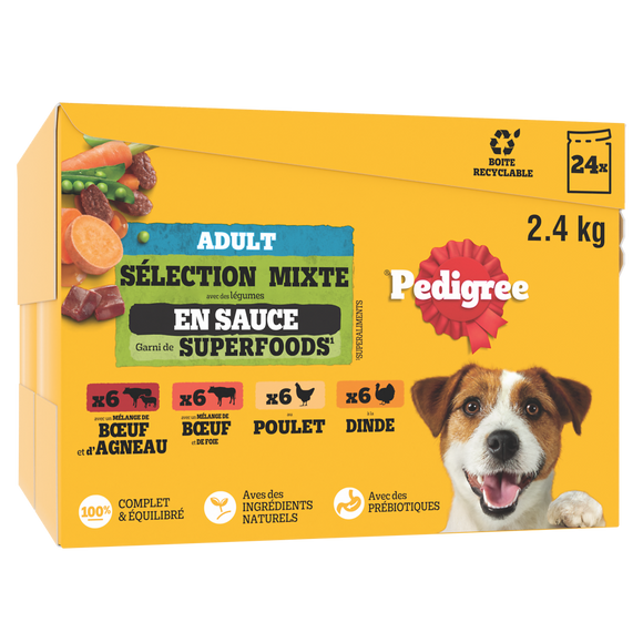 Sachets fraîcheur chien sélection mixte en sauce PEDIGREE - 24x100g