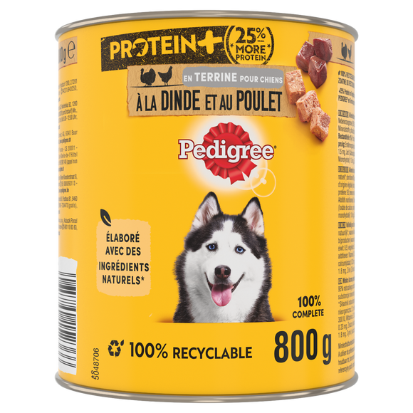 Boîte chien en terrine à la dinde et au poulet PEDIGREE - 800g