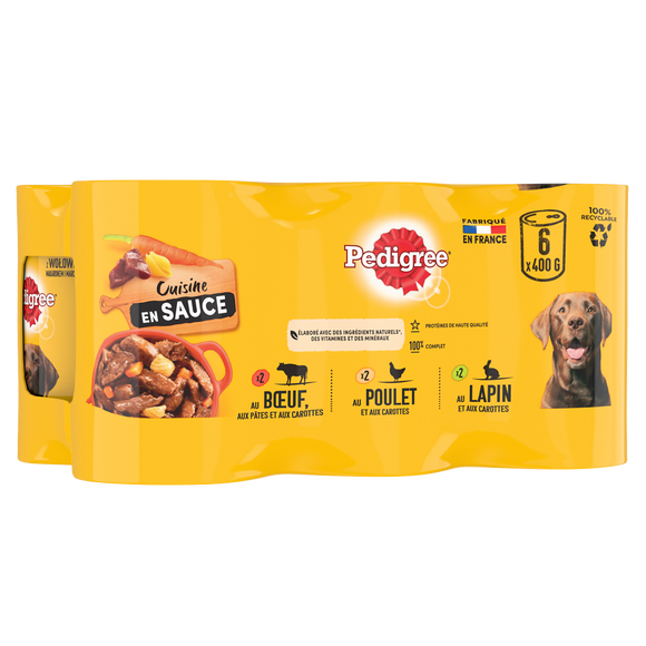 Boîtes chien Les cuisinés en sauce PEDIGREE - 6x400g