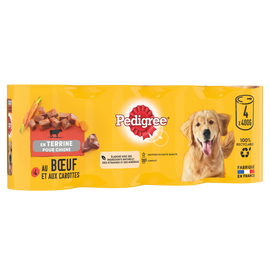 Boîtes chien en terrine au boeuf et aux carottes PEDIGREE - 4x400g