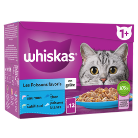 Sachets fraîcheur chat Les Poissons favoris en gelée WHISKAS - 12x85g