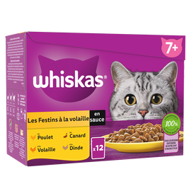 Sachet fraîcheur chat sénior Festins à la volaille en sauce WHISKAS -12x85g