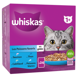 Sachets fraîcheur chat Les Poissons favoris en gelée WHISKAS - 24x85g