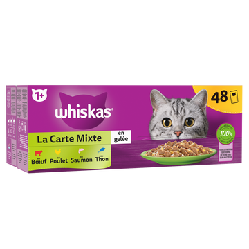 Sachets fraîcheur chat La Carte mixte en gelée WHISKAS - 48x85g
