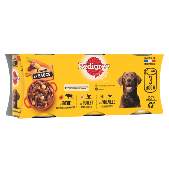 Boîtes chien Les cuisinés en sauce PEDIGREE - 3x800g