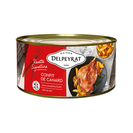Confit de canard du Sud Ouest DELPEYRAT, -25% de sel, x4 cuisses soit1,350kg