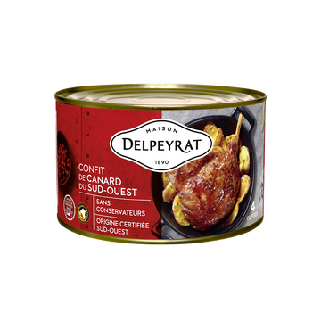 Confit de canard IGP du Sud Ouest DELPEYRAT, x4 cuisses soit 1,350kg