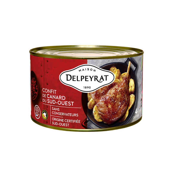 Confit de canard IGP du Sud Ouest DELPEYRAT, x4 cuisses soit 1,350kg
