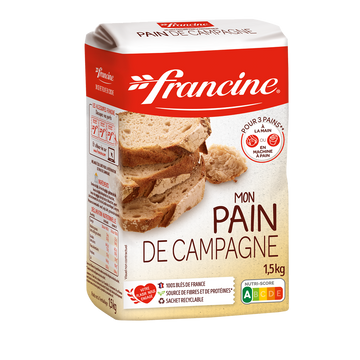 Préparation pour pain de campagne, FRANCINE, source de fibres et de protéines, 1,5kg