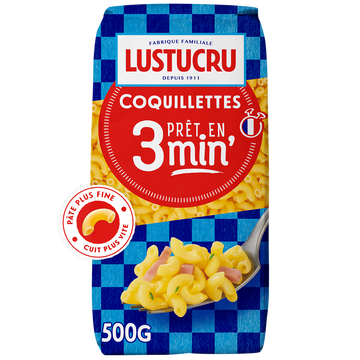 Coquillettes cuisson 3min LUSTUCRU, 500g