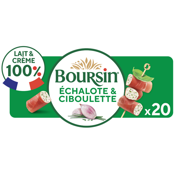 Fromage apéritif Roulés Jambon Echalote&ciboulette BOURSIN - 20 roulés100g