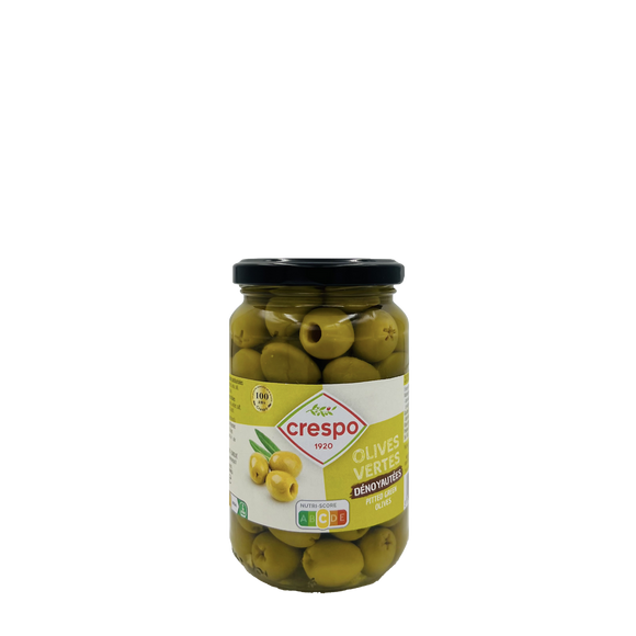 Olives vertes dénoyautées CRESPO 160g Bocal 37cl