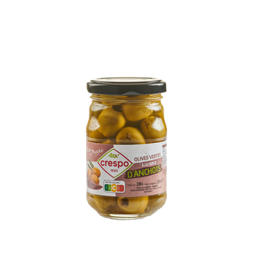 Olives vertes fourrées farce d'anchois CRESPO, 120g