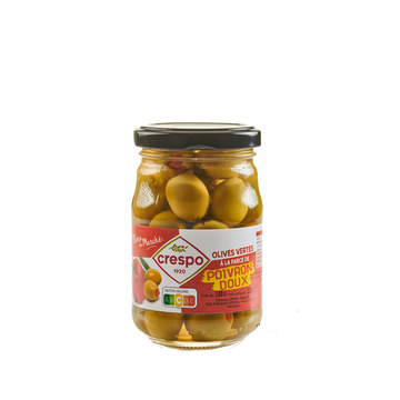 Olives vertes farcies poivrons CRESPO, 120g