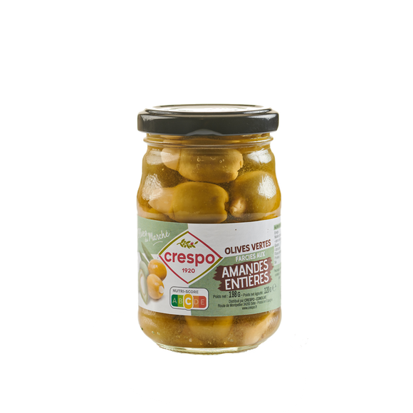 Olives vertes farcies amandes CRESPO, 120g