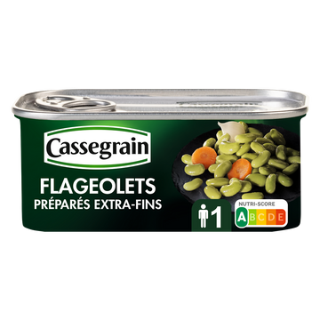 Flageolets verts extra fins cuisinés CASSEGRAIN - Boîte 130g