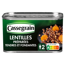Lentilles cuisinées aux oignons et carottes CASSEGRAIN - Boîte 265g