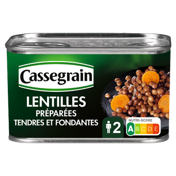 Lentilles cuisinées aux oignons et carottes CASSEGRAIN - Boîte 265g