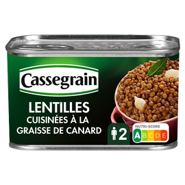 Lentilles cuisinées graisse de canard et oignon grelots CASSEGRAIN - Boîte 410g