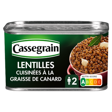 Lentilles cuisinées graisse de canard et oignon grelots CASSEGRAIN - Boîte 410g